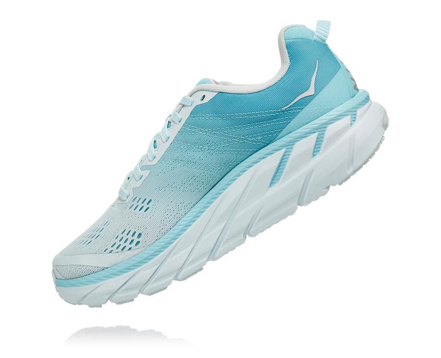 Zapatos Para Caminar Hoka One One Mujer Azules/Blancos - Clifton 6 - WHZY36718